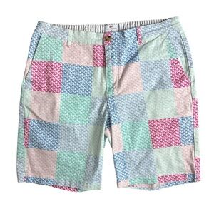 Vineyard Vines Whale Print Checkered Pastel Shorts